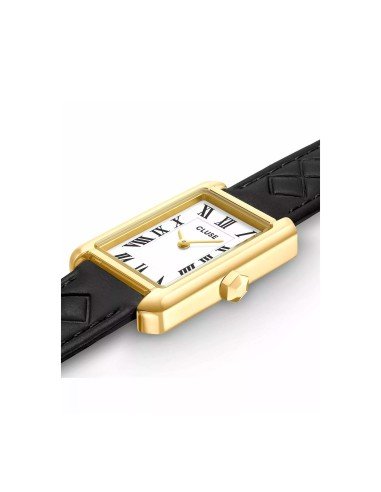 Cluse Belisenna Uhr elegantes weißes Zifferblatt mit schwarzem Lederband