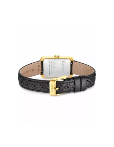 Cluse Belisenna Uhr elegantes weißes Zifferblatt mit schwarzem Lederband