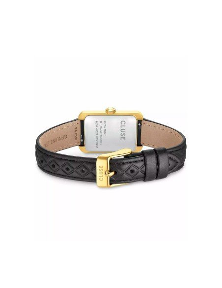 Montre Cluse Belisenna élégante avec cadran blanc et bracelet en cuir noir
