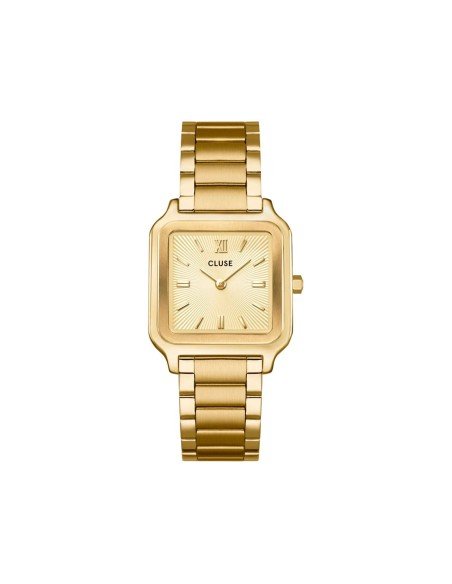 Montre Cluse Gracieuse en or : élégance et précision avec un cadran soleillé texturé