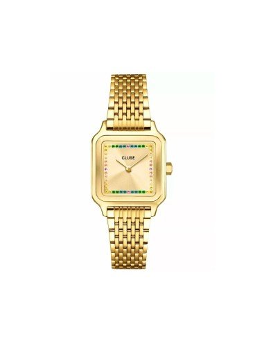 Reloj Cluse Gracieuse Petite dorado, elegancia moderna con piedras multicolor