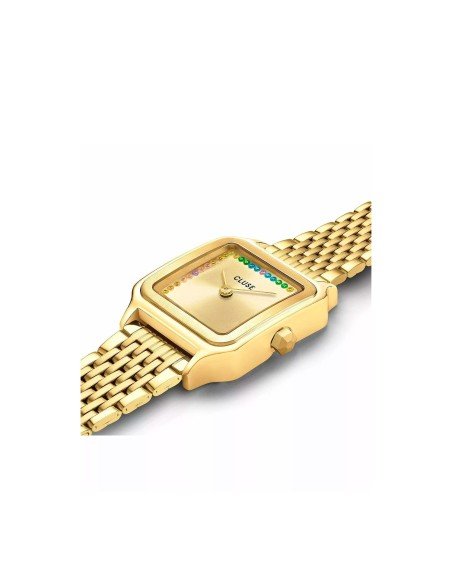 Cluse Gracieuse Petite montre Cluse en or, élégance moderne avec pierres multicolores