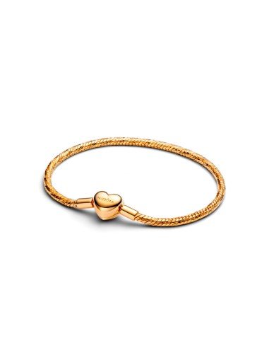Pulsera Pandora de cadena de serpiente con cierre de corazón grabable en plata artesanal.