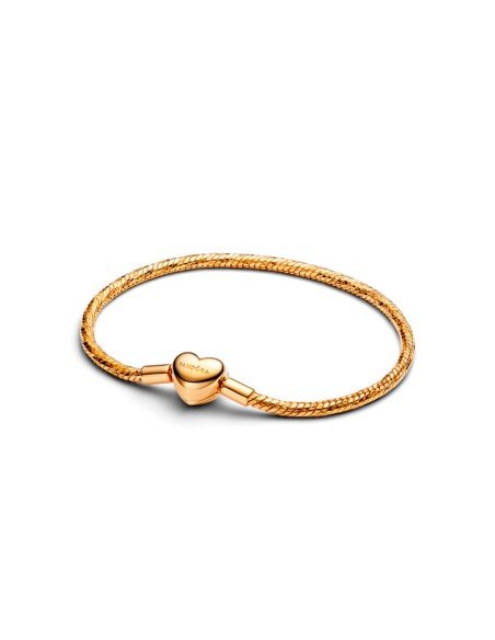 Pulsera Pandora de cadena de serpiente con cierre de corazón grabable en plata artesanal.
