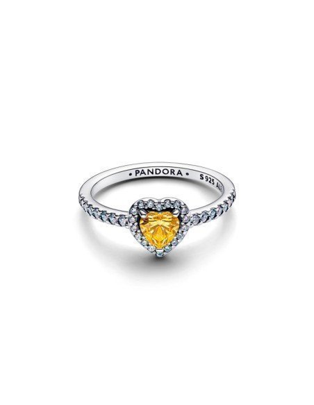 Anello Pandora in argento con cuore giallo in rilievo: eleganza e distinzione in ogni dettaglio