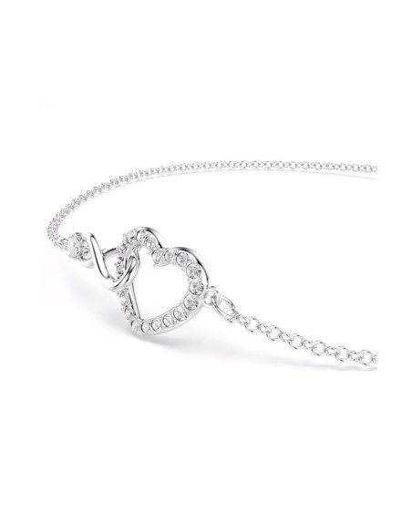 Pulsera Swarovski Infinity y Corazón: Elegancia y brillo eterno en rodio y circonitas