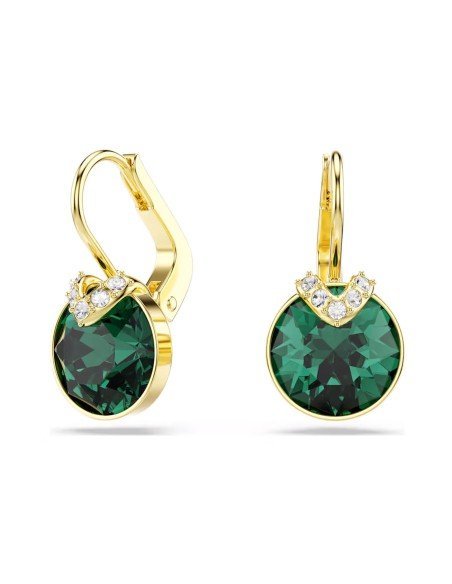 Pendientes Swarovski Bella V: elegancia verde con baño oro y cristal deslumbrante