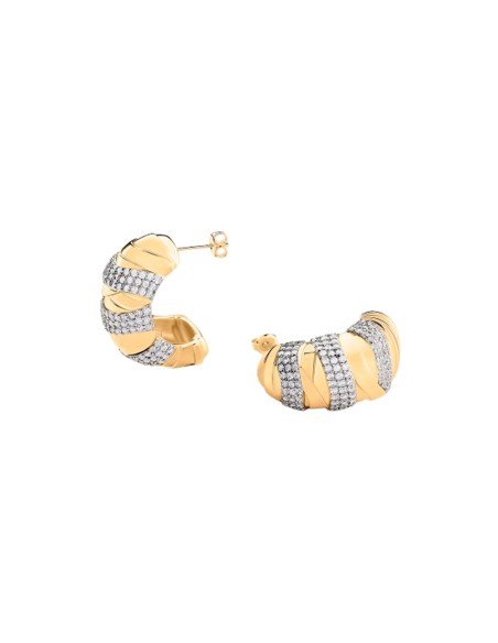 Boucles d'oreilles Agatha Creole Be Golden Crystal : Elégance parisienne et éclat sophistiqué