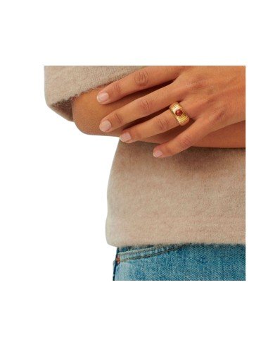 Anello largo Agatha Paris: stile audace in rosso e oro, un tocco elegante e rocker