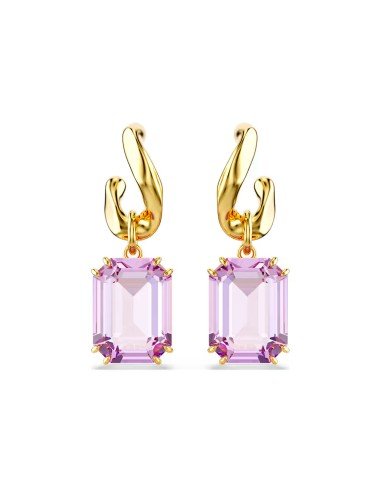 Brincos Millenia Swarovski: elegância em ouro e cristal roxo para ocasiões especiais