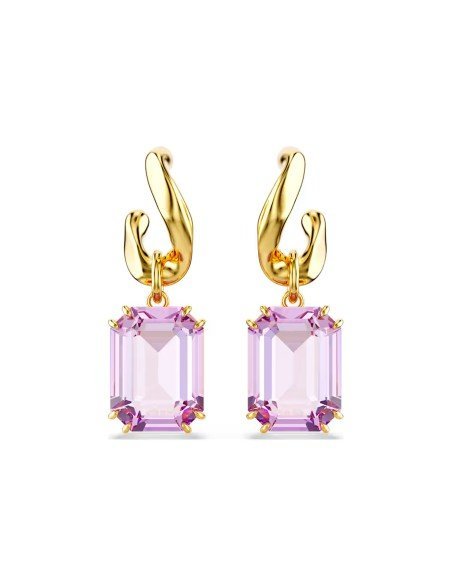 Brincos Millenia Swarovski: elegância em ouro e cristal roxo para ocasiões especiais