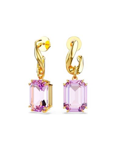 Boucles d'oreilles Millenia Swarovski : élégance en or et cristal violet pour les occasions spéciales