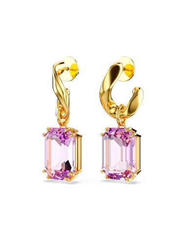 Brincos Millenia Swarovski: elegância em ouro e cristal roxo para ocasiões especiais