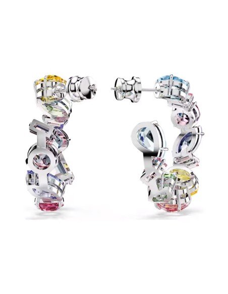 Pendientes de aro Gema Swarovski: elegancia multicolor y baño de rodio.