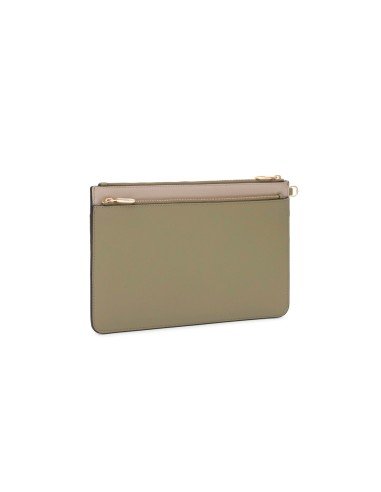 Pochette Audree Saffiano Taupe et vert olive de Tous : élégance et fonctionnalité au quotidien