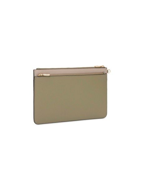 Taupe and olive green Audree Saffiano clutch by Tous: elegance and everyday functionality