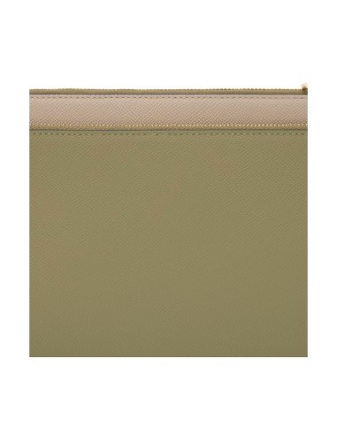 Taupe and olive green Audree Saffiano clutch by Tous: elegance and everyday functionality