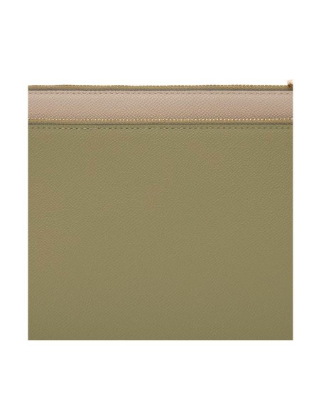 Pochette Audree Saffiano Taupe et vert olive de Tous : élégance et fonctionnalité au quotidien