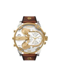 Montre analogique Diesel Mr. Daddy 2.0 : cuir de luxe et élégant cadran doré