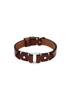 Fossil Machine Bracelet em pele castanha: estilo moderno e funcional para o homem sofisticado