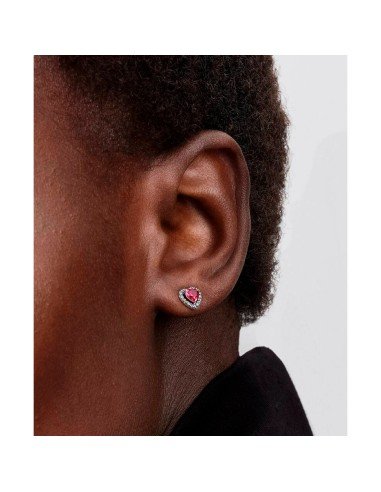 Pandora red heart button earrings: romantic silver design for a stunning look