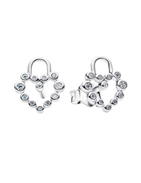 Pandora Vorhängeschloss Herz Ohrringe: romantische Eleganz in Silber mit Zirkonia funkelt