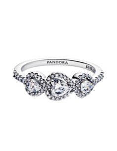 PANDORA DREIFACH HERZ HALO RING 2