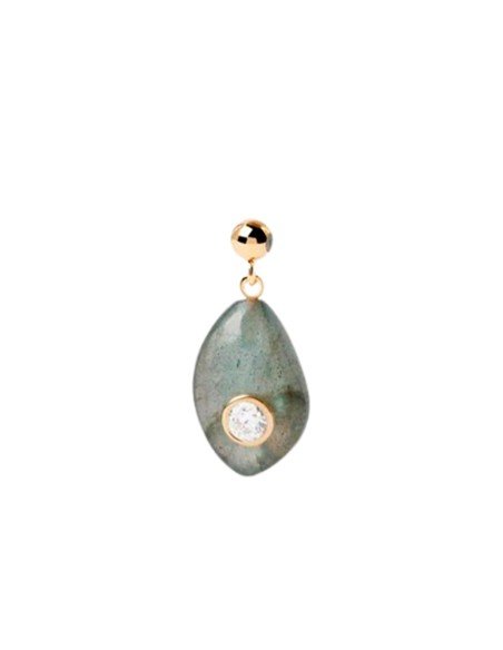 Labradorite Protection Charm by Pdpaola : Elégance en argent plaqué or avec des pierres précieuses uniques