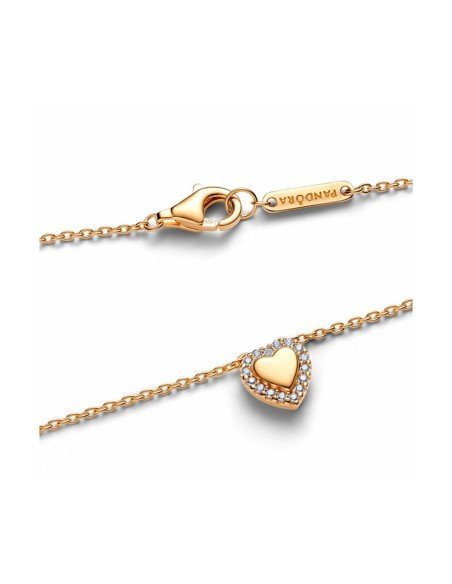 Collar corazón grabable Pandora Shine: Elegancia en oro 14/18K y personalización única
