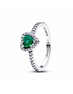 ANELLO A CUORE IN ARGENTO PANDORA ELEVATO VERDE