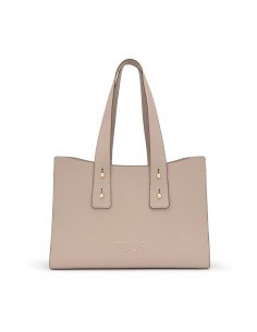 Tous taupe large City bag: elegância funcional em poliuretano para uso diário