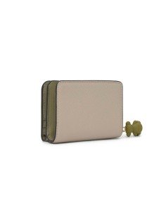 Tous Double Audree Saffiano taupe green medium wallet, estilo e funcionalidade 2