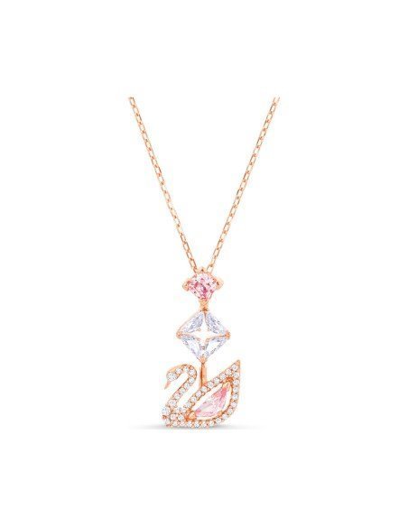 Collana Swarovski Pink Swan: Eleganza in oro rosa con cristalli e pietre danzanti