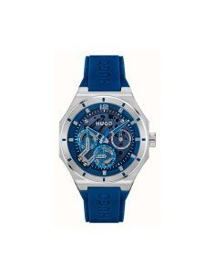 Montre multifonction Hugo Boss Grail Skeleton avec bracelet en silicone bleu et cadran squelette