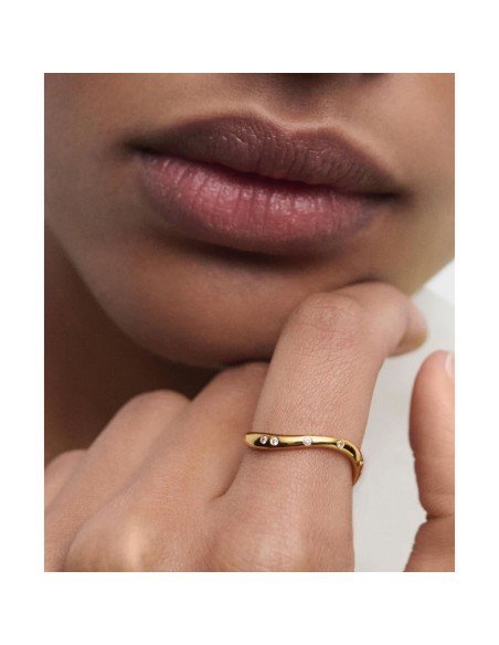 PDPAOLA Gold Air Ring: elegância sustentável em prata banhada a ouro de 18k