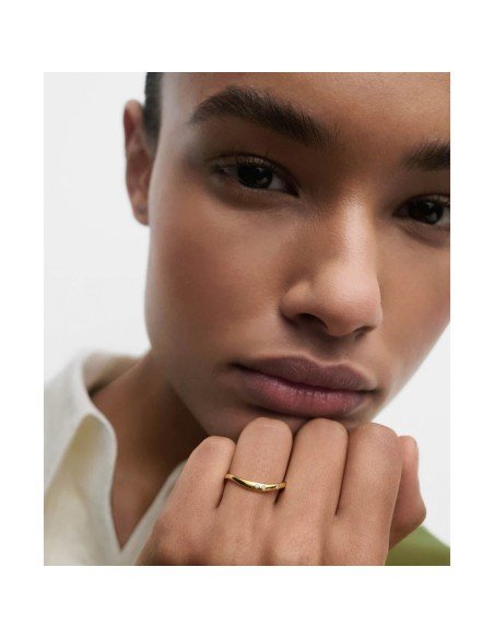 PDPAOLA Gold Air Ring: elegância sustentável em prata banhada a ouro de 18k