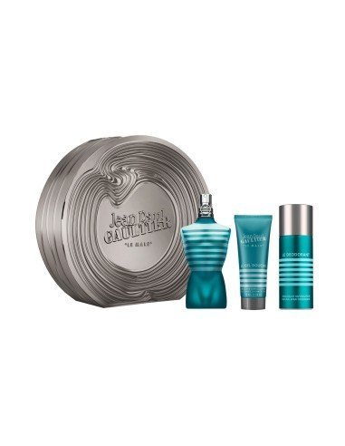Caixa Jean Paul Gaultier Le Male: Eau de Toilette, Gel e Desodorizante num único conjunto