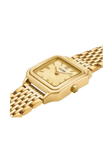 Reloj Cluse Gracieuse: elegancia dorada con textura de encaje sofisticada