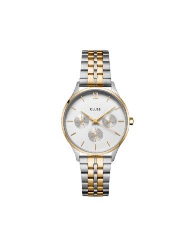 Montre multifonction Cluse Minuit, design bicolore or et argent, élégante et polyvalente