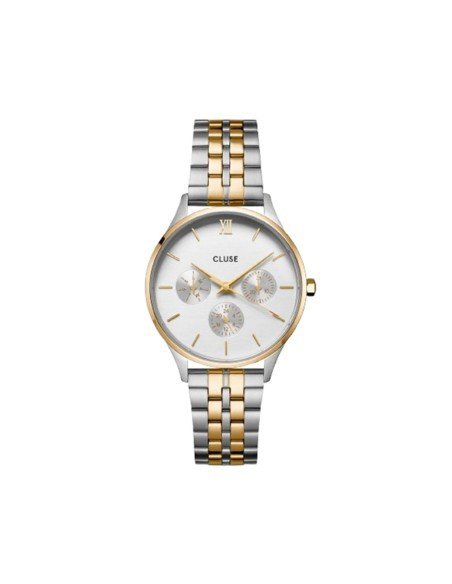 Cluse Minuit Multifunktionsuhr, zweifarbiges Design in Gold und Silber, elegant und vielseitig
