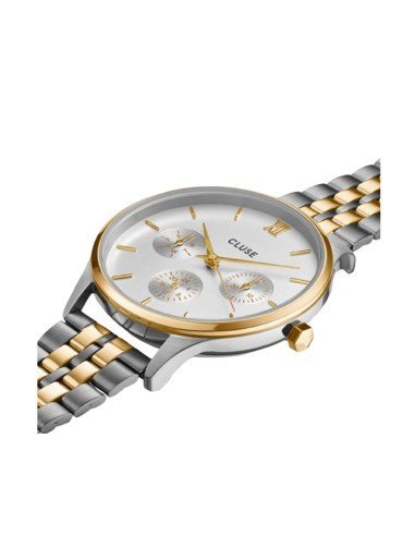 Montre multifonction Cluse Minuit, design bicolore or et argent, élégante et polyvalente