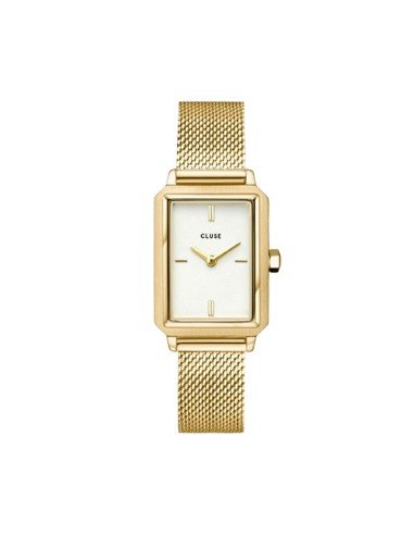 Montre Cluse Fluette Rectangulaire : Elégance en or avec bracelet en maille interchangeable