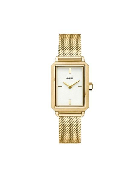Montre Cluse Fluette Rectangulaire : Elégance en or avec bracelet en maille interchangeable