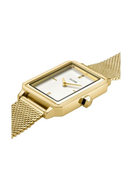 Montre Cluse Fluette Rectangulaire : Elégance en or avec bracelet en maille interchangeable