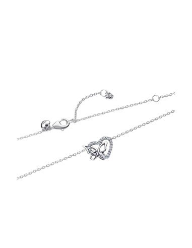 Collier Pandora en forme de cœur et de papillon : l'élégance de l'argent et des zircons étincelants