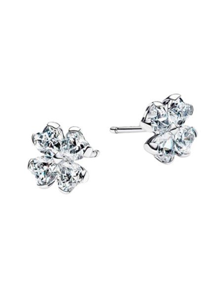 Pendientes Trébol de la Suerte Pandora: Elegancia y Brillo Atemporal en Plata de Ley