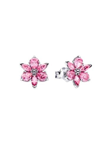 Pendientes Pandora Herbario Flor Rosa: Elegancia Natural con Circonitas y Baño de Oro Rosa