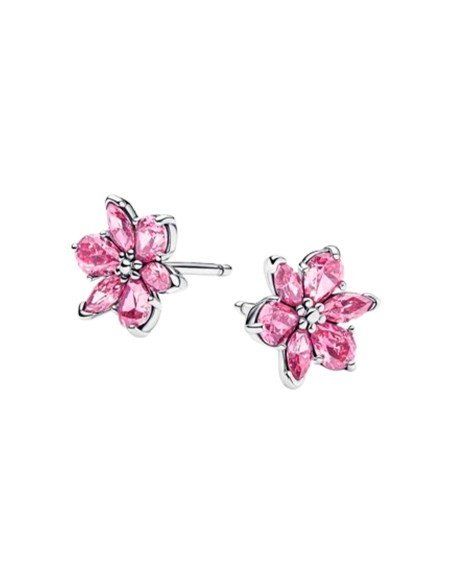 Pandora Herbarium Boucles d'oreilles fleurs roses : Elégance naturelle avec zircon et plaqué or rose