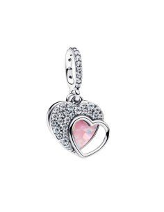Pandora Precious Mother Pendant Charm: Eternal Love in silver and rose gold, elegant design.