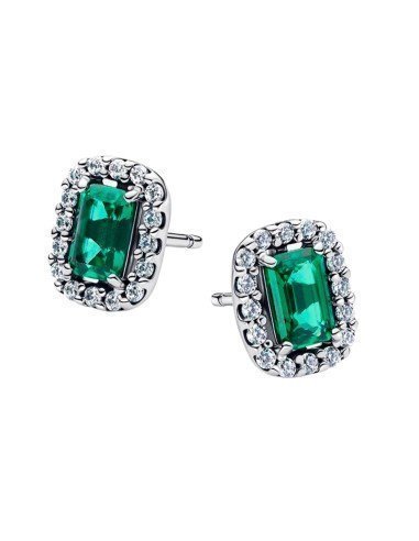 Orecchini Pandora verdi rettangolari in argento, eleganza e brillantezza senza tempo